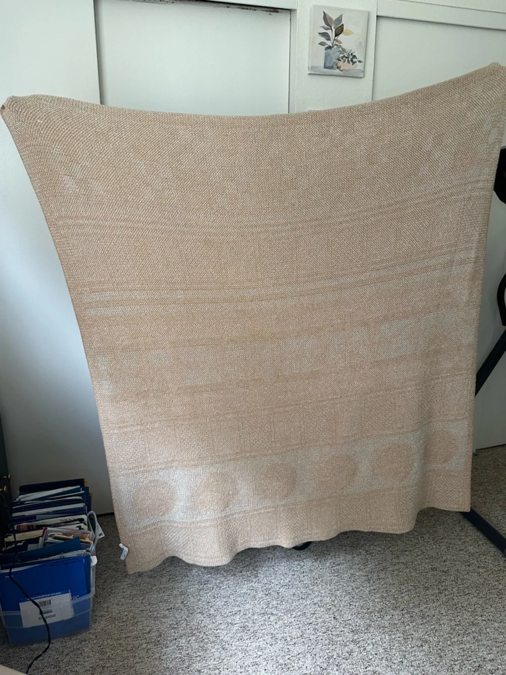 Urban Outfitters Blue, Orange & White Patterned Knit Throw Blanket - Picture 2 of 4